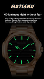 Fashionable Luxury Rose Gold square Men's Quartz Watch Waterproof Luminous Calendar Dating Men's Stainless Steel Strap