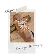 Classic Rectangular Roman Numerals Fashionable Women's Watch Rose Gold Life Waterproof Quartz Watch