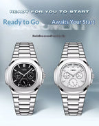 New Luxury Business Three Circle Stainless Steel Strap Night Light Calendar Waterproof Men's Date Quartz Watch