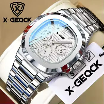 New Luxury Business Three Circle Stainless Steel Strap Night Light Calendar Waterproof Men's Date Quartz Watch