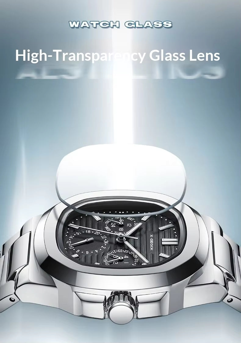 New Luxury Business Three Circle Stainless Steel Strap Night Light Calendar Waterproof Men's Date Quartz Watch