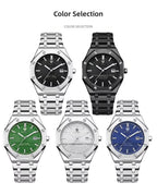 X-GEQCK Men's Watch Big Dial Silver Stainless Steel Strap Calendar Quartz Watches Waterproof Luminous Male Classic Wristwatches