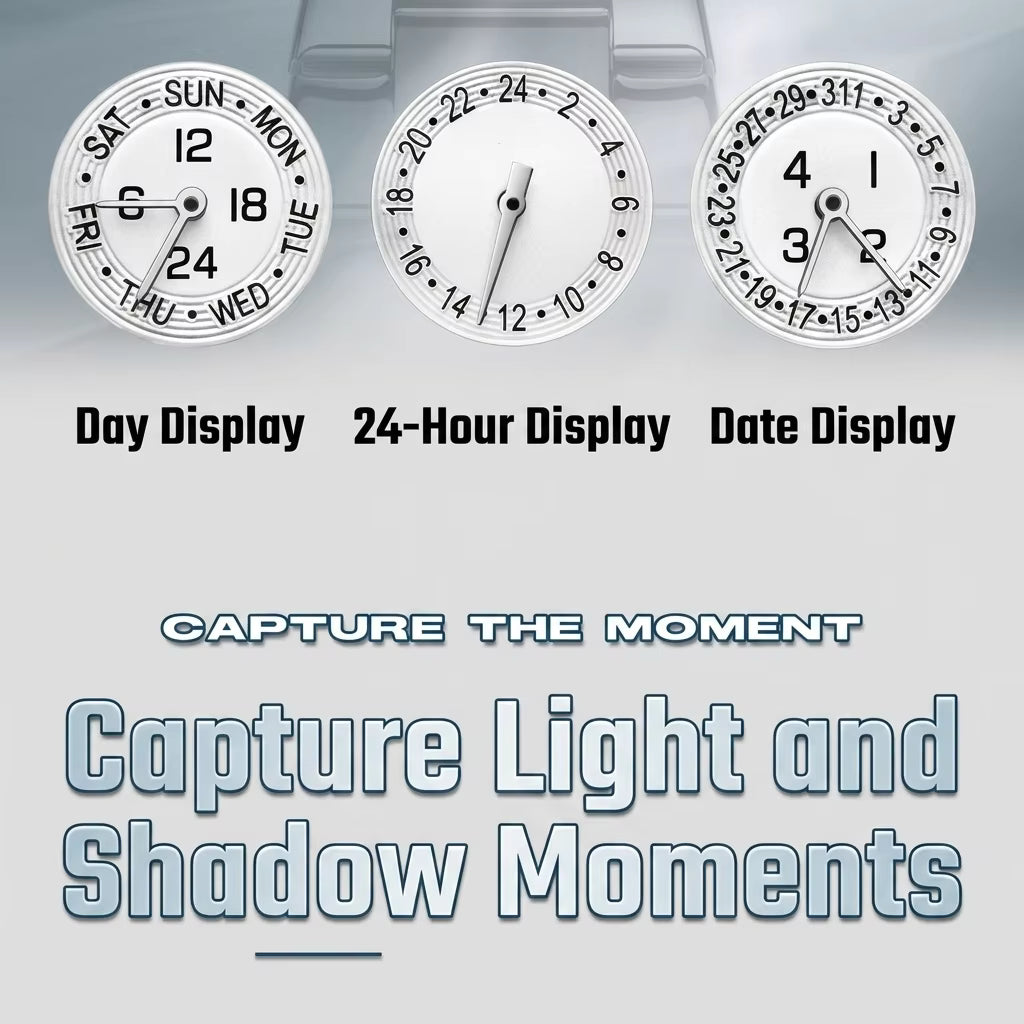 New Luxury Business Three Circle Stainless Steel Strap Night Light Calendar Waterproof Men's Date Quartz Watch