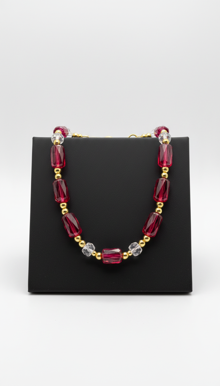 Crystal Necklace With Angular Pendant